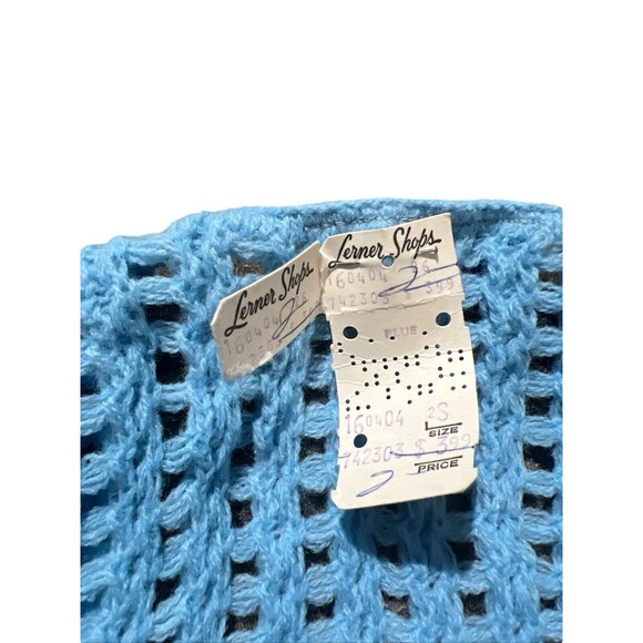 Vtg Lerner Shops Blue Crotched Sweater Vest Sz S Hippie Boho Festival - Picture 10 of 10
